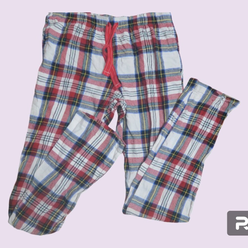 Old Navy women's christmas pj pajama bottoms plaid in white and red size small